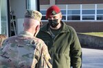 Pennsylvania Army National Guard Maj. Gen. Mark Schindler, adjutant general, bids farewell to Lithuanian dignitaries after their visit to Fort Indiantown Gap Dec. 14, 2021. The visit was in support of the State Partnership Program and recognizes the 28-year partnership between Lithuania and Pennsylvania.