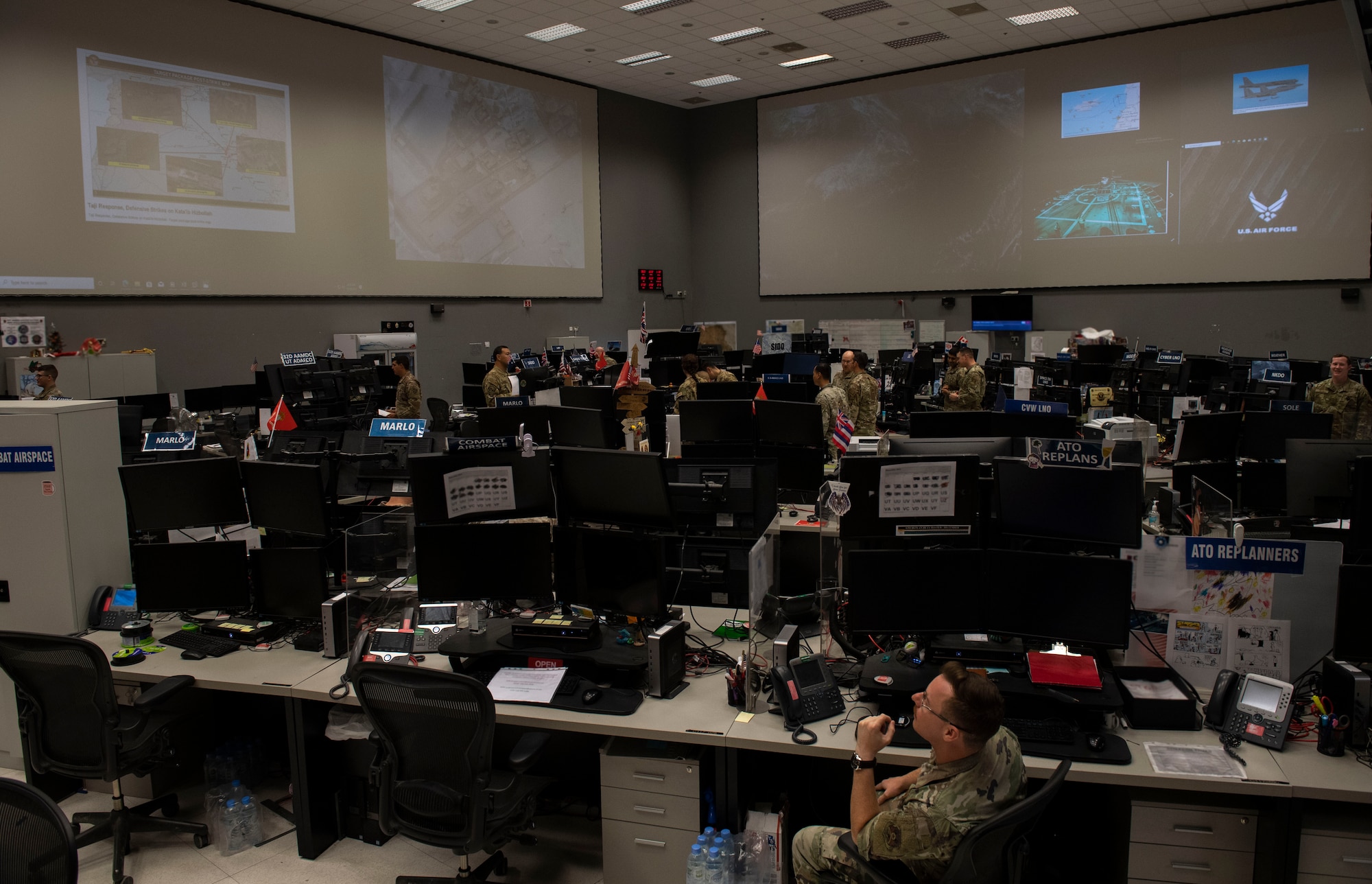The Combined Air Operations Center is an area filled with computers
