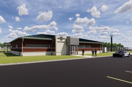 A rendering of the new police station that is under construction at Fort Indiantown Gap, Pa.