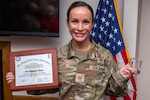U.S. Army Maj. Melinda F. Moyer, D.N.P., director of clinical programs, New Jersey National Guard Joint Surgeons Office, Joint Force Headquarters-Army, received the Army Nurse Corps Association 2021 Military Nursing Evidence-Based Practice Award in Lawrenceville, N.J., Dec. 8, 2021. Moyer was honored for her work with Yale University studying COVID infections among military personnel.