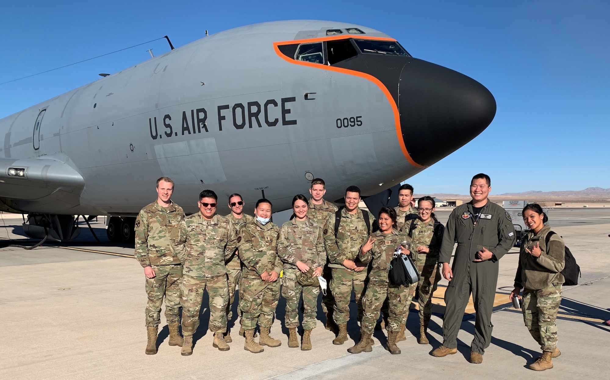 group of Airmen in front of KC-135 Stratotanker