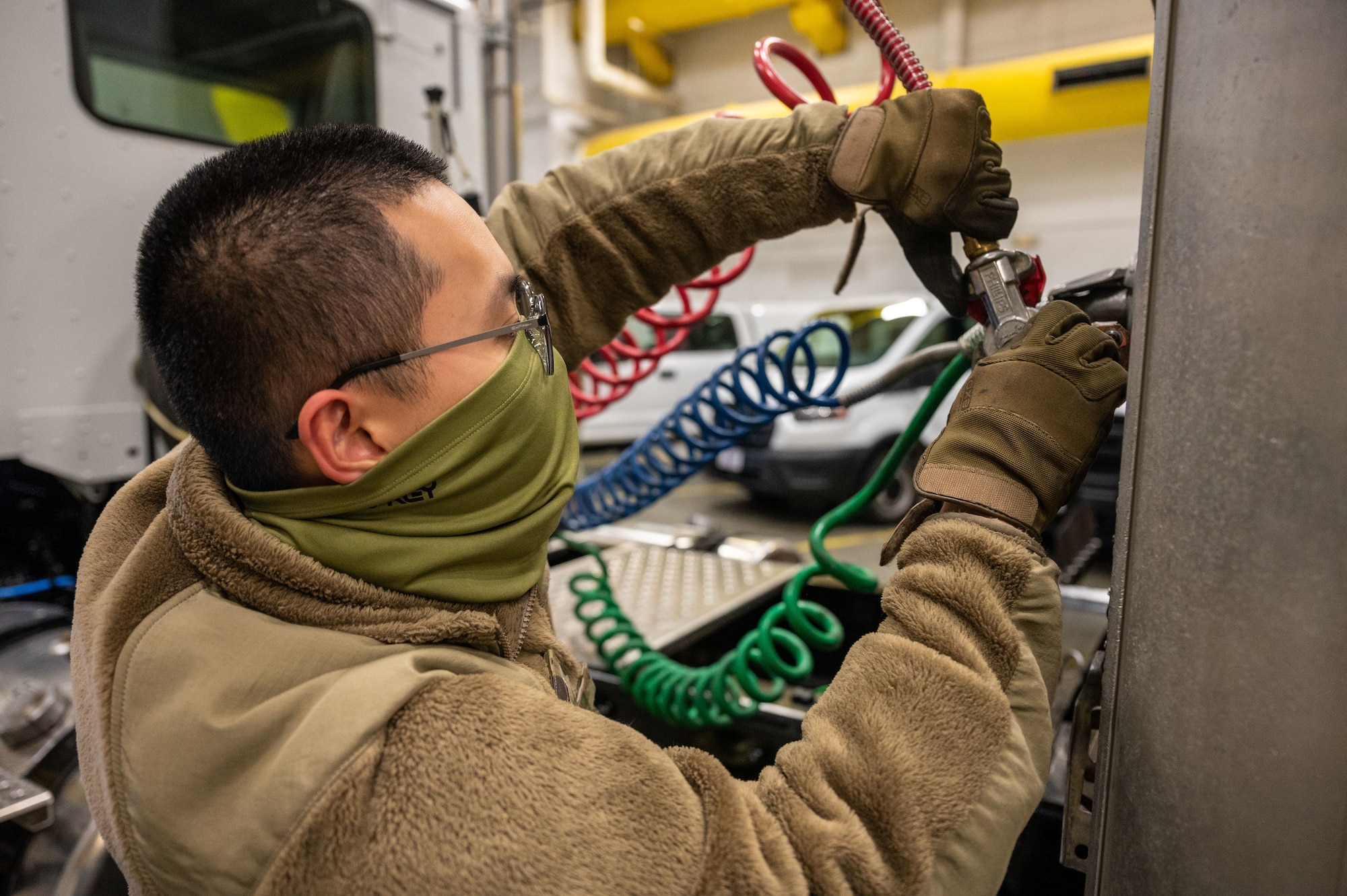 airman works on ground trans