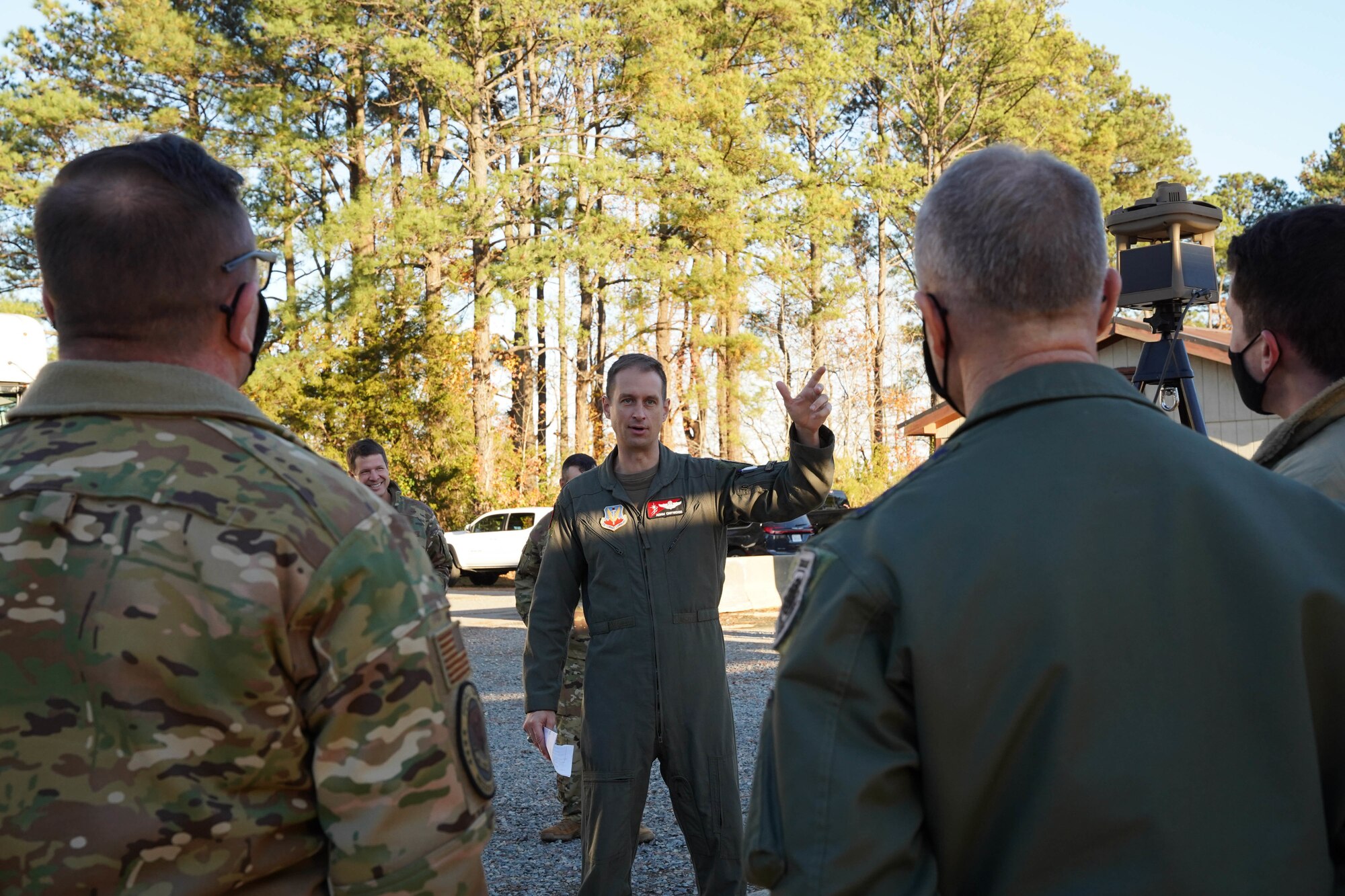 Photo of commander of Air Combat Command’s Agile Battle Lab, briefing