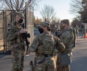 U.S. Soldiers with the 172nd Cavalry Regiment, 86th Infantry Brigade Combat Team (Mountain), Vermont National Guard, provide security for a traffic control point, in Washington, D.C., Jan 23, 2021. At least 25,000 National Guard men and women have been authorized to conduct security, communication and logistical missions in support of federal and District authorities leading up and through the 59th Presidential Inauguration. (U.S. Army National Guard photo by Sgt. Denis Nuñez)