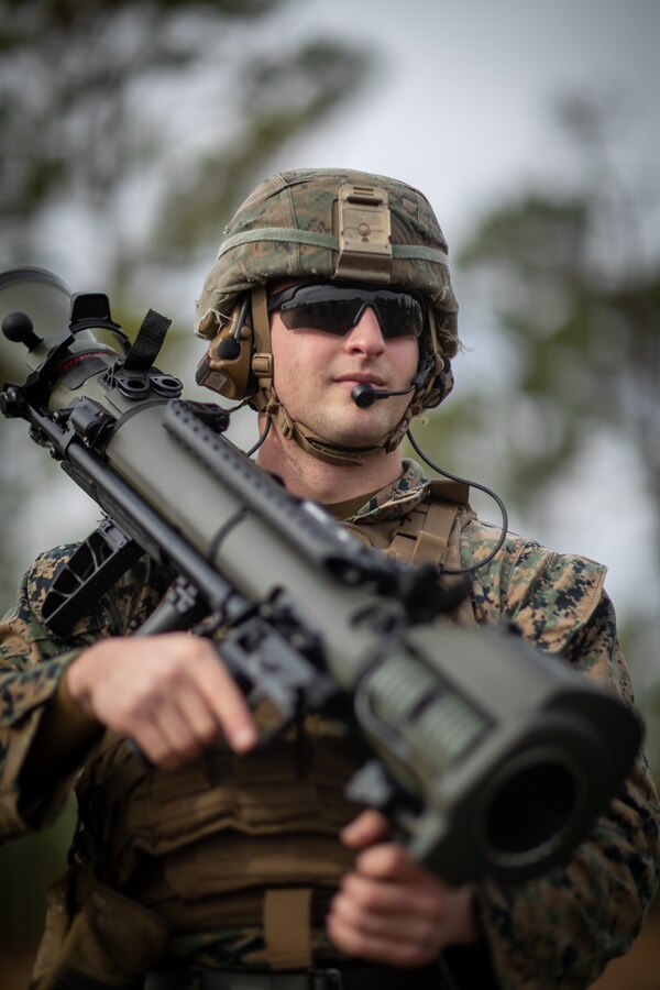U.S. Marine Corps Cpl. Jude Wheeler, a native of Scranton, Pa., and a rifleman with 1st Battalion, 6th Marine Regiment, 2d Marine Division, prepares to fire an M3E1 multipurpose anti-armor anti-personnel weapon system (MAAWS) on Camp Lejeune, N.C., Dec. 9, 2021.