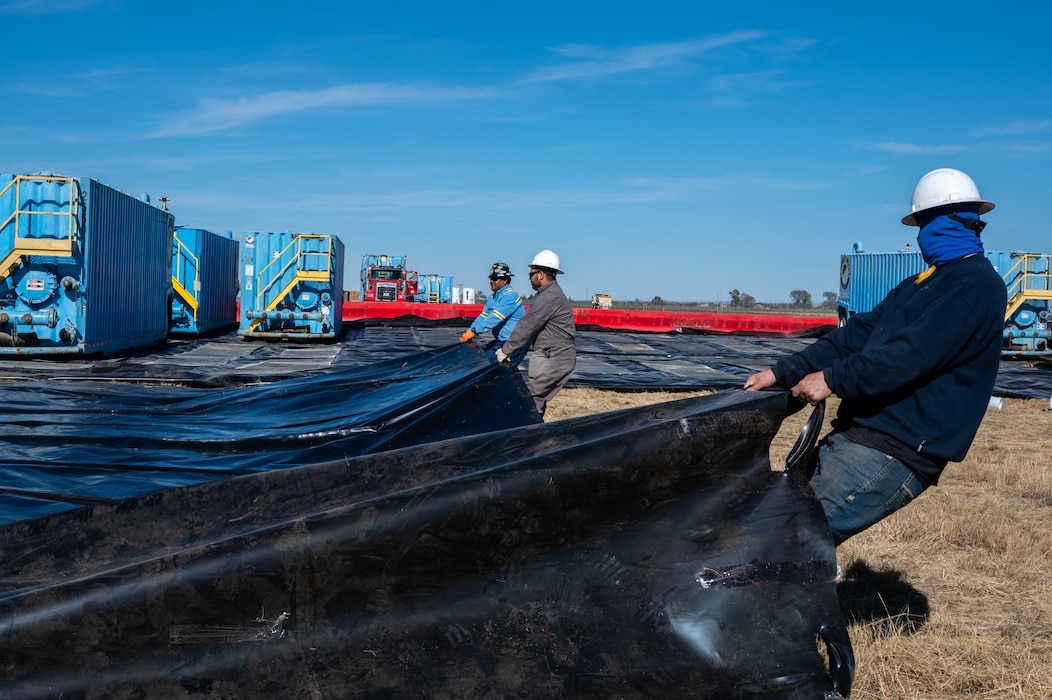 An aquifer flow rate testing site stands ready for water collection as part of a pilot study civil engineering project during a per- and polyfluoroalkyl (PFAS) remedial investigation Nov. 18, 2021, at Cannon Air Force Base, New Mexico. A $16.6M contract awarded to Cannon AFB in May 2021 enabled the Air Force Civil Engineer Center (AFCEC) to accelerate PFAS remedial investigation efforts with a pilot study of the aquifer beneath the installation, located near Clovis, New Mexico. Once the remedial investigation is complete, the Department of the Air Force will share the results with regulators for review and feedback, and the final report will be posted to the AFCEC Administrative Record at https://ar.afcec-cloud.af.mil/.