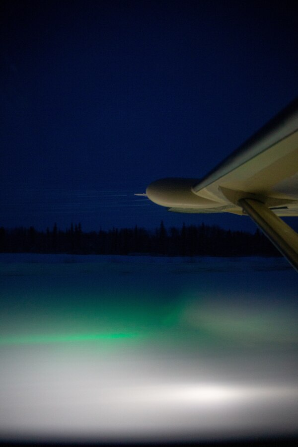 U.S. Marines with Delta Company, 4th Law Enforcement Battalion, Marine Forces Reserve land in a Cessna Grand Caravan EX to deliver toys at the school in Shungnak, Alaska, Dec. 8, 2021. The “Alaska Marines” of Delta Co., 4th LE Bn., are responsible for distributing toys with the Toys for Tots program across the state of Alaska. (U.S. Marine Corps photo by Cpl. Brendan Mullin)