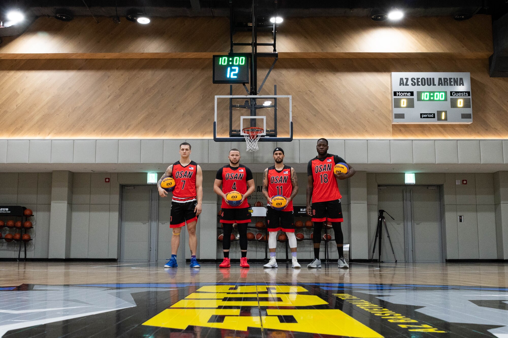 U.S. Air Force members stationed at Osan Air Base participated in the Haetaewarning3 basketball game with professional Korean basketball players at AZ Seoul Arena