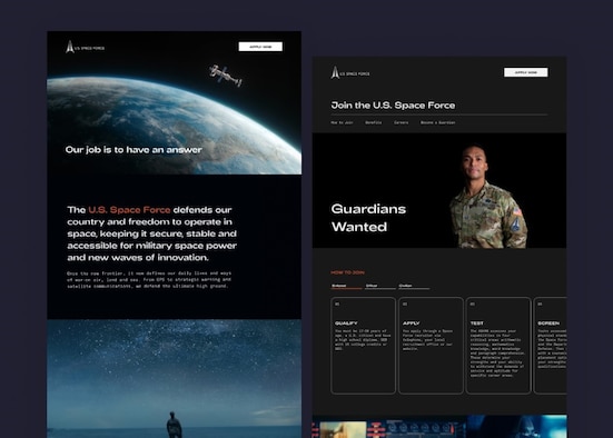 A screenshot from the recently launched SpaceForce.com.