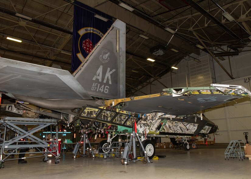 F-22 aircraft currently in rebuild status.