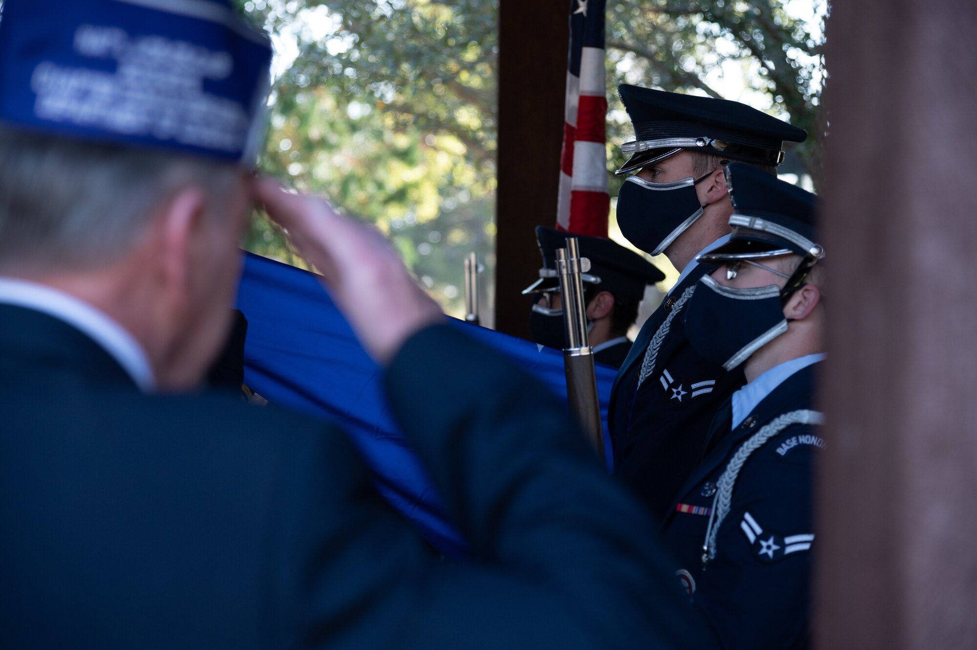 Barksdale Airmen, local community leaders and retired veterans gather at Green Wood Cemetery for the National Wreaths Across America ceremony in Bossier City, Louisiana, Dec. 19, 2021.