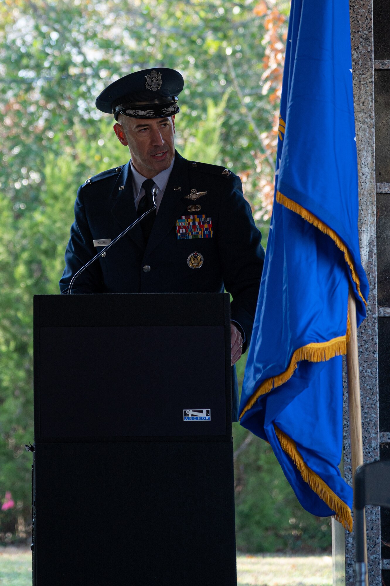 Barksdale Airmen, local community leaders and retired veterans gather at Green Wood Cemetery for the National Wreaths Across America ceremony in Bossier City, Louisiana, Dec. 19, 2021.