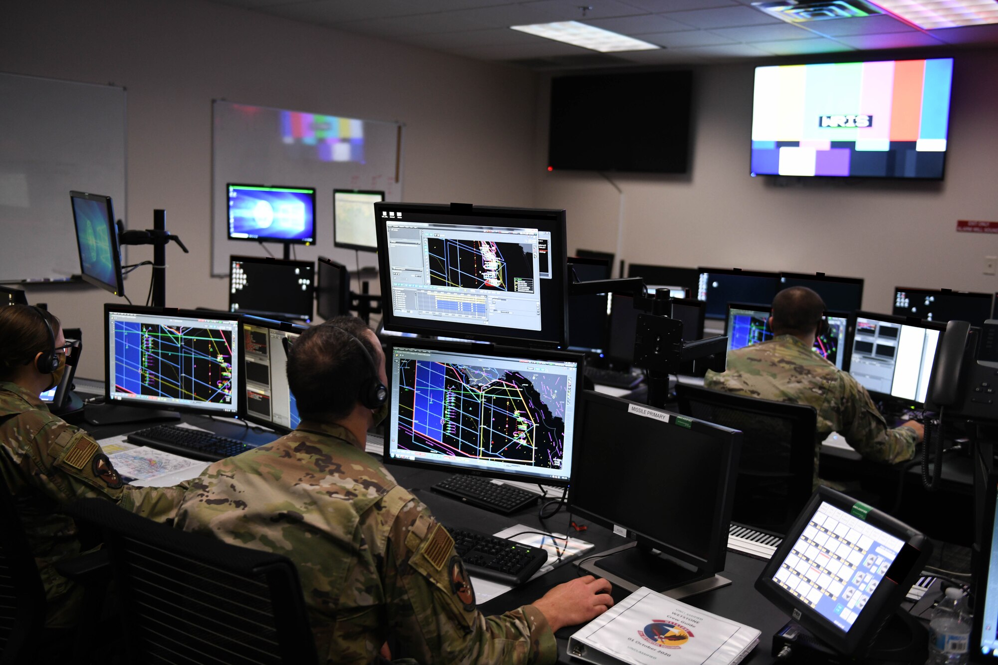 U.S. Airmen with the 81st Air Control Squadron provide radar control and monitor airspace at Tyndall Air Force Base, Florida, Nov. 20, 2020. The 81 ACS "WETSTONE" provided command and control during Checkered Flag, a large-force exercise that fosters interoperability through the incorporation of fourth and fifth-generation aircraft in combat training. The 21-1 iteration of the exercise was held at Tyndall Air Force Base, Florida, Nov. 20, 2020. (U.S. Air Force photo by Airman Anabel Del Valle) (Proprietary information redacted)