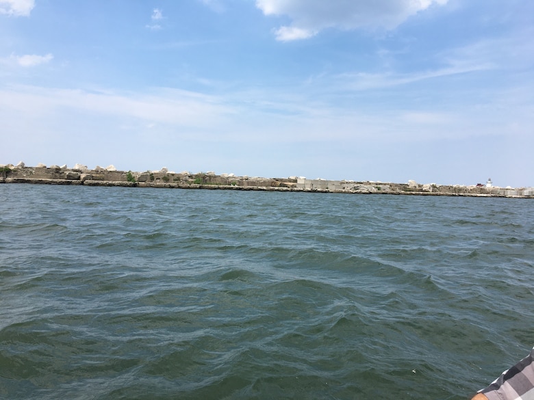 Breakwater in a harbor.