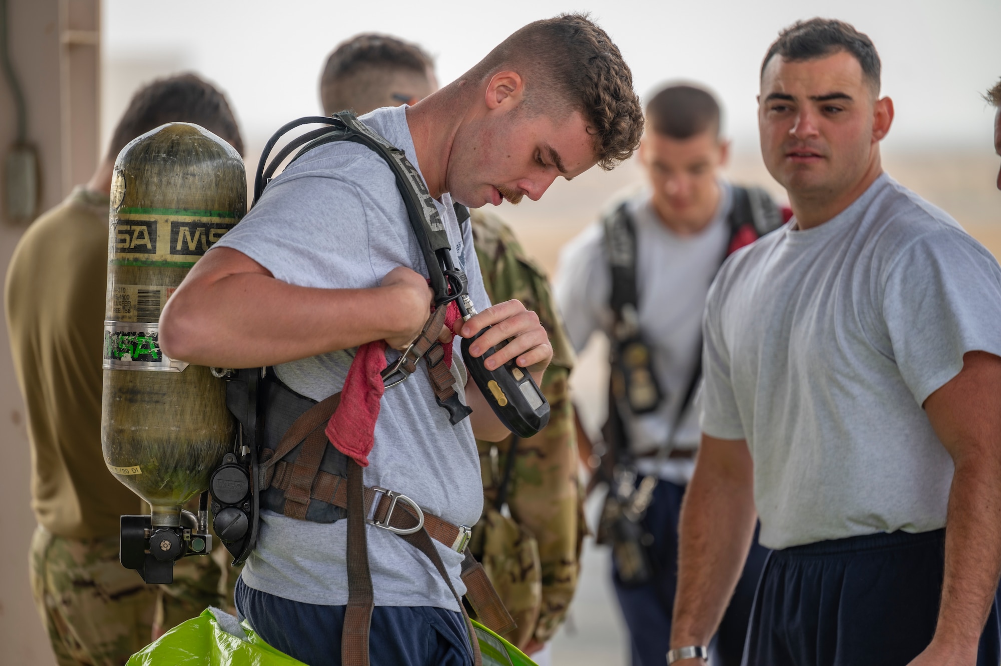 The 386th ECES Fire Department completed a practical exam for the Department of Defense HAZMAT Technician program which involved over 100 hours of instruction and 16 hours of hands-on training for each student.