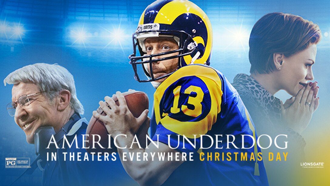 In his first season as an NFL starting quarterback for the St. Louis Rams in 1999, Kurt Warner rose from obscurity to lead the team to a Super Bowl victory and a league and Super Bowl MVP title. The accomplishments didn’t come easy, however. He overcame adversity with the support of his Marine veteran wife, Brenda, and their story is portrayed in the upcoming film, “American Underdog.”