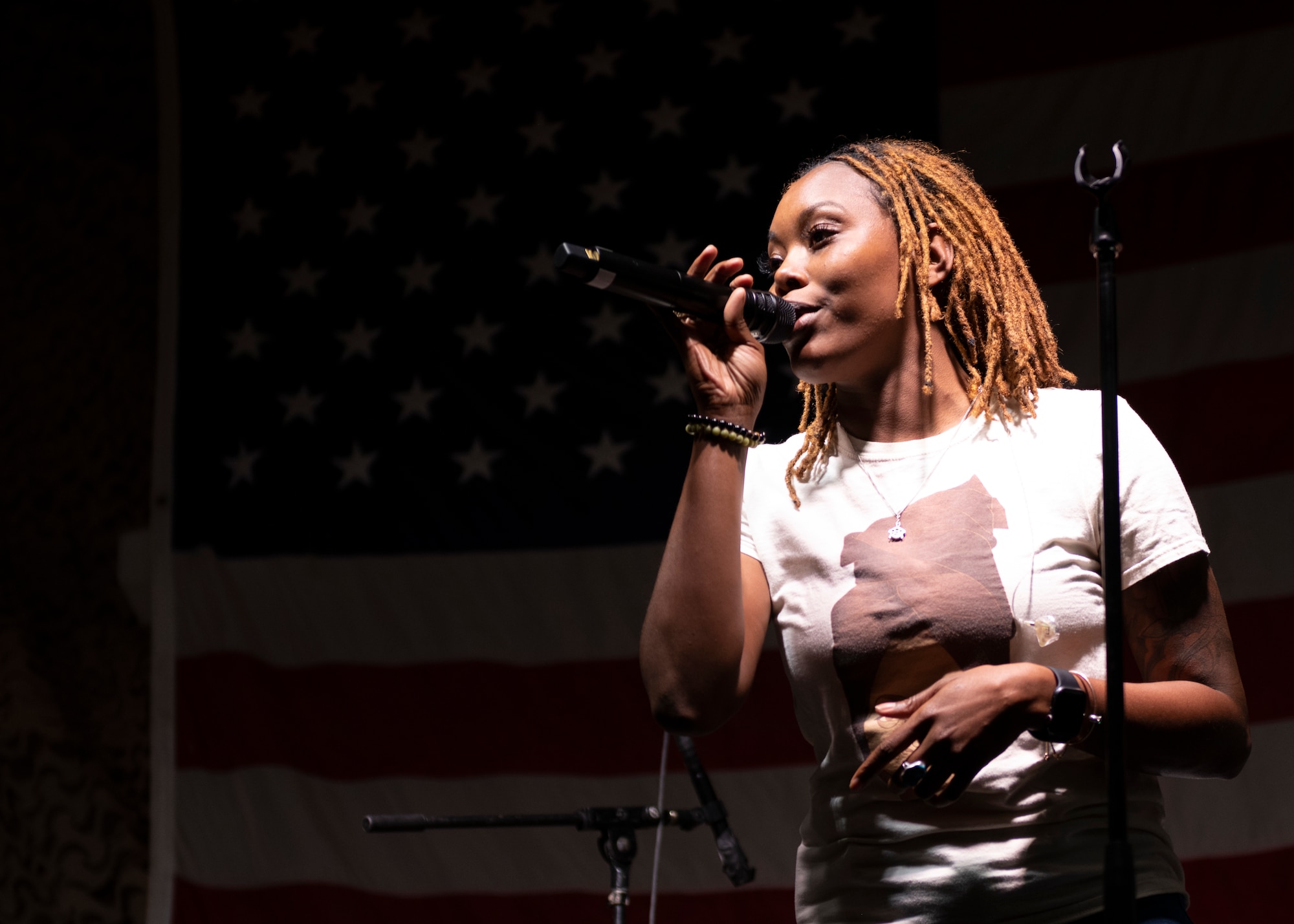Woman sings