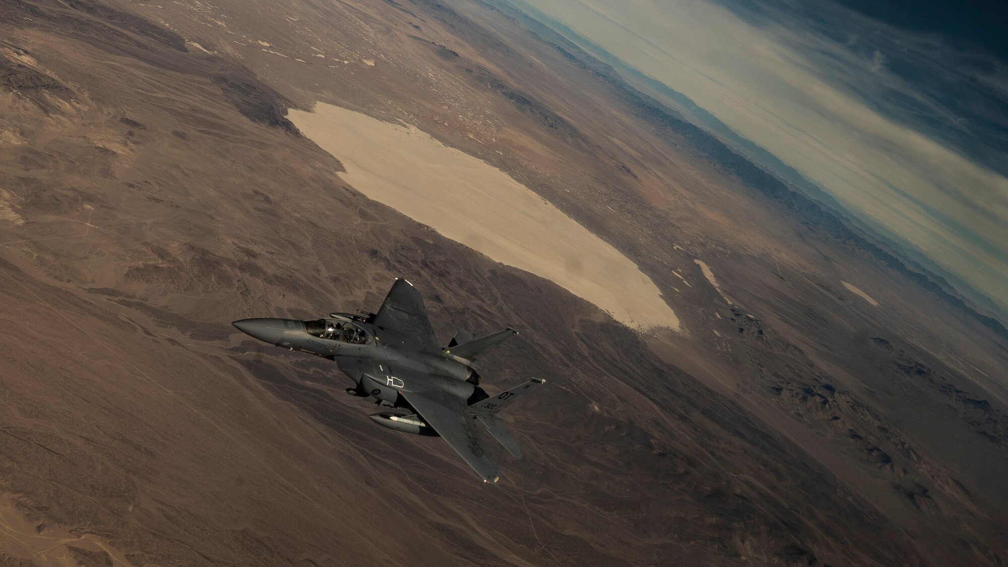 F-15 flying over Nevada Test and Training Range