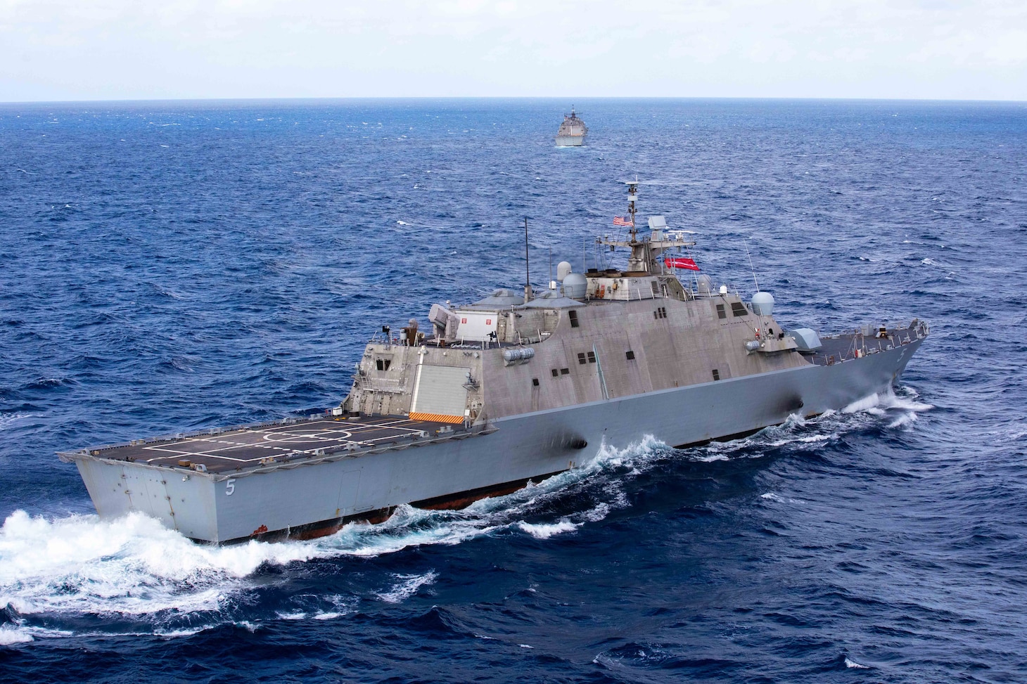 USS Milwaukee (LCS 5) transits the Atlantic Ocean.