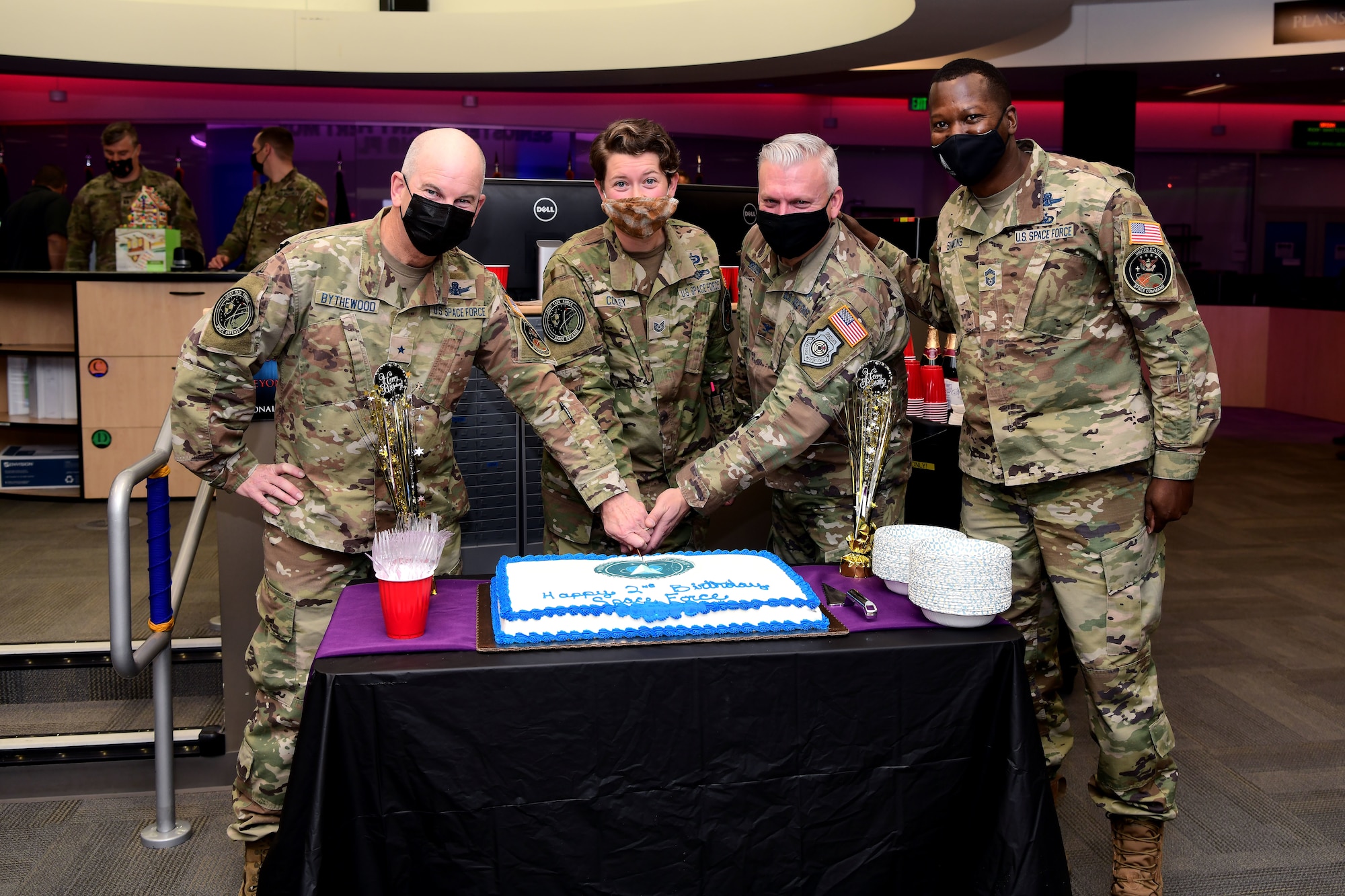 JTF-SD leaders toast to the Space Force in honor of its second birthday.