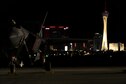 F-35A Lightning IIs assigned to the 134th Fighter Squadron, Vermont Air National Guard, are buttoned up for the night after flying training missions during Red Flag 21-3.