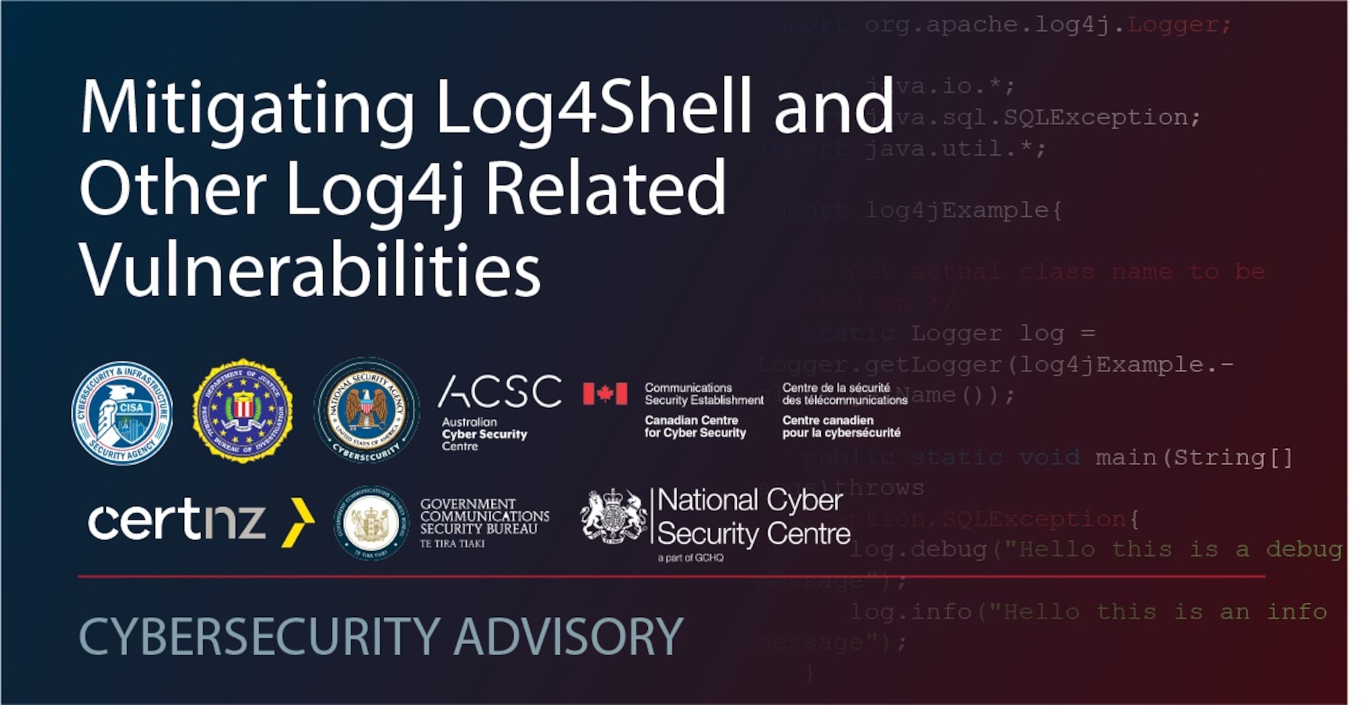 Cisa Fbi Nsa And International Partners Issue Advisory To Mitigate Apache Log4j 