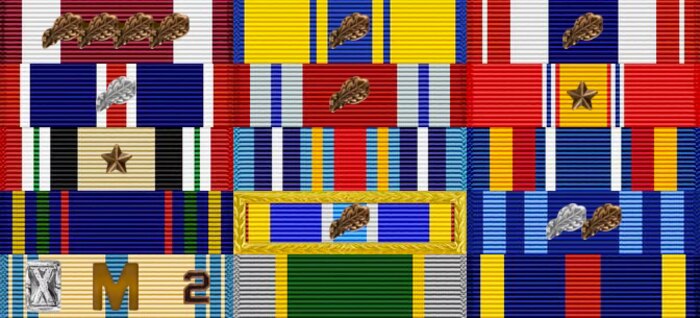 Col. Brett Newman's ribbon rack