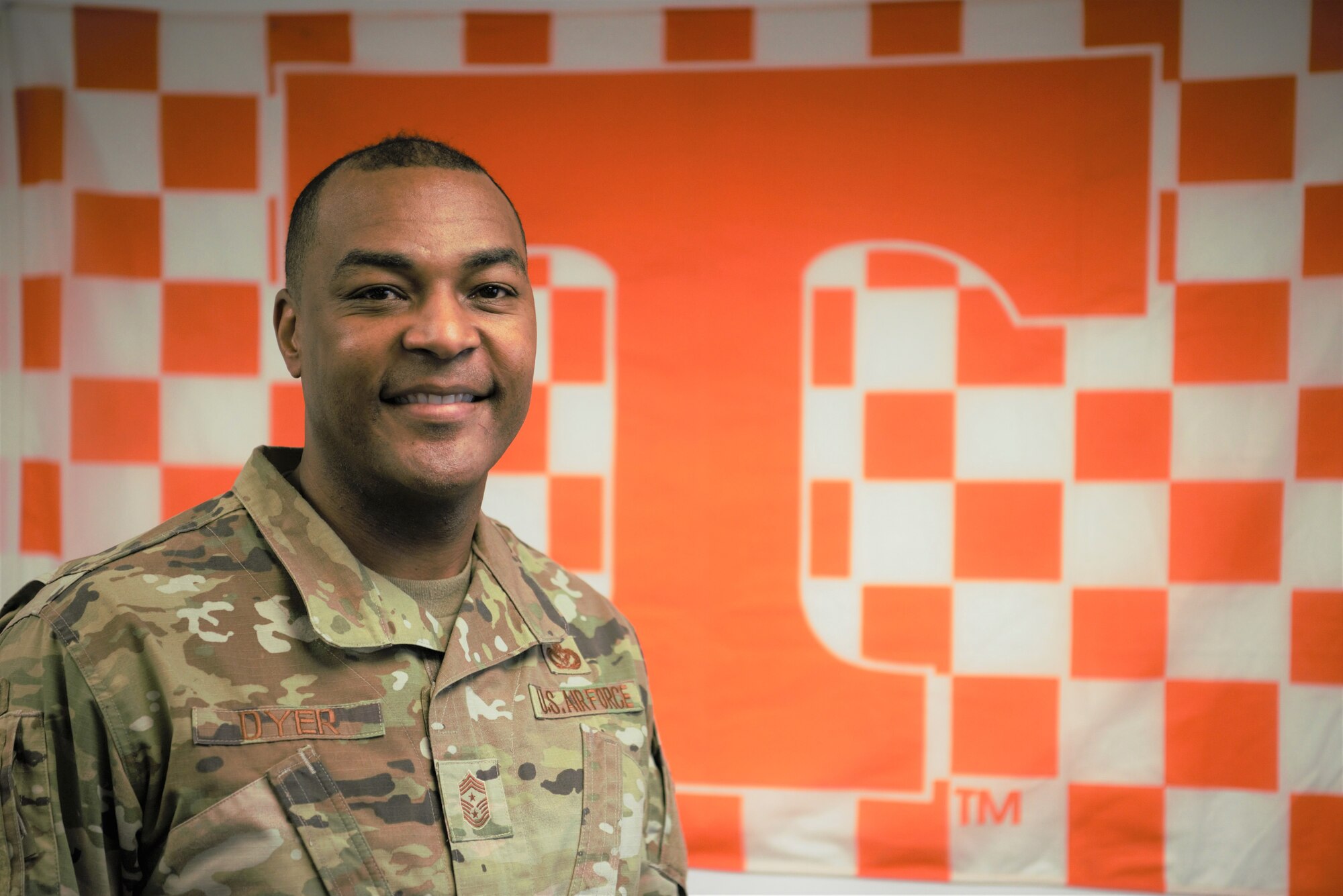 Chief Master Sgt. Alvin R. Dyer, Seventh Air Force command chief, poses for a photo on Osan Air Base, Republic of Korea, December 20, 2021. (U.S. Air Force photo by Master Sgt. Rachelle Morris)