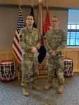 Chief Warrant Officer 2 Zachery Norris, left, U.S. Army Europe and Africa’s Federated Intelligence Program production manager with the 66th Military Intelligence Brigade, and Staff Sgt. Matthew Haberle, USAREUR-AF FIP mission manager with the 66th MI, in Harrisburg, Pennsylvania. Haberle was the 2021 recipient of the Colonel Carl F. Eifler National Guard award during the National Military Intelligence Foundation’s “Night of Heroes” virtual event Nov. 17, 2021.