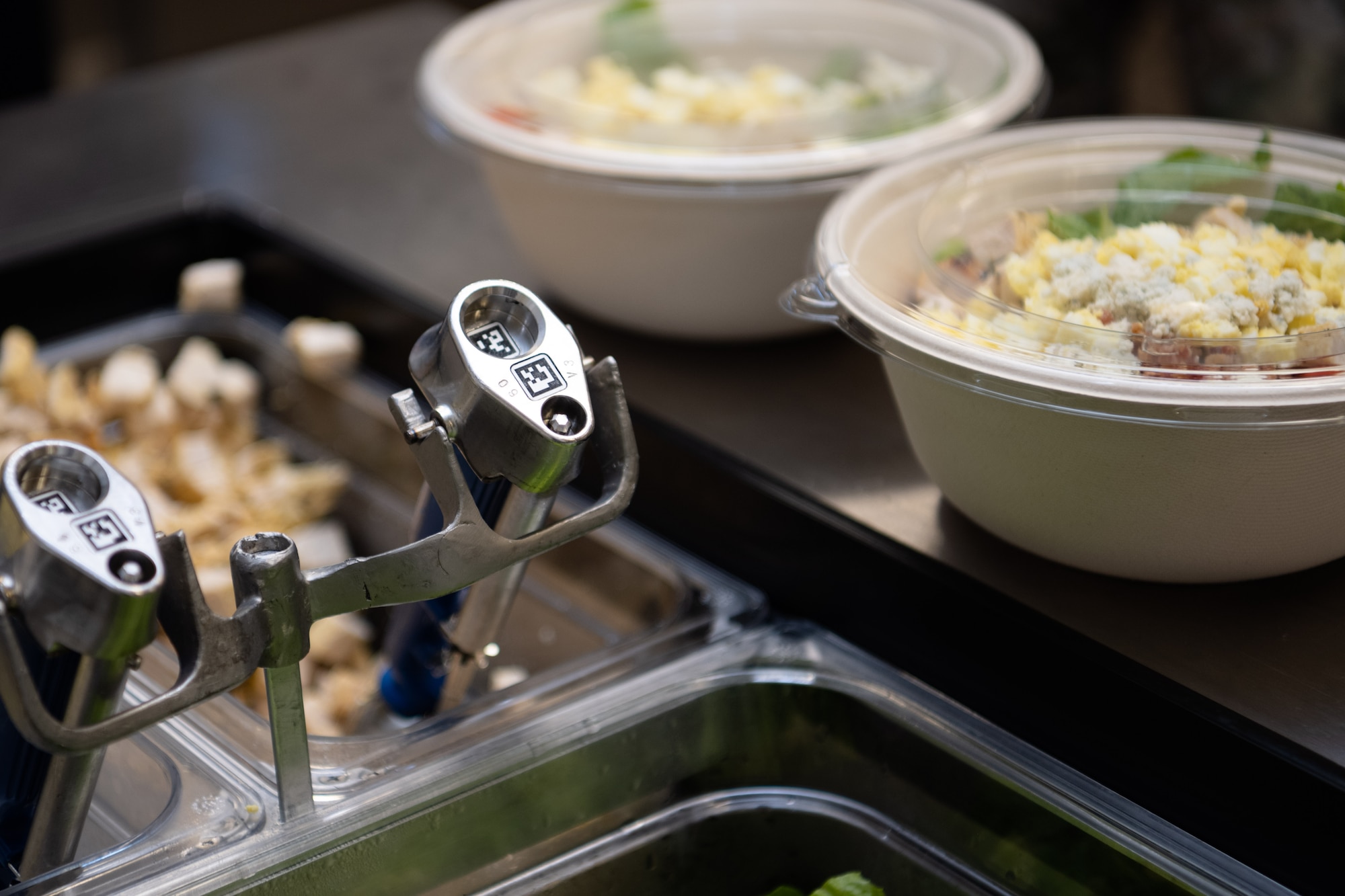 a food robot preparing food