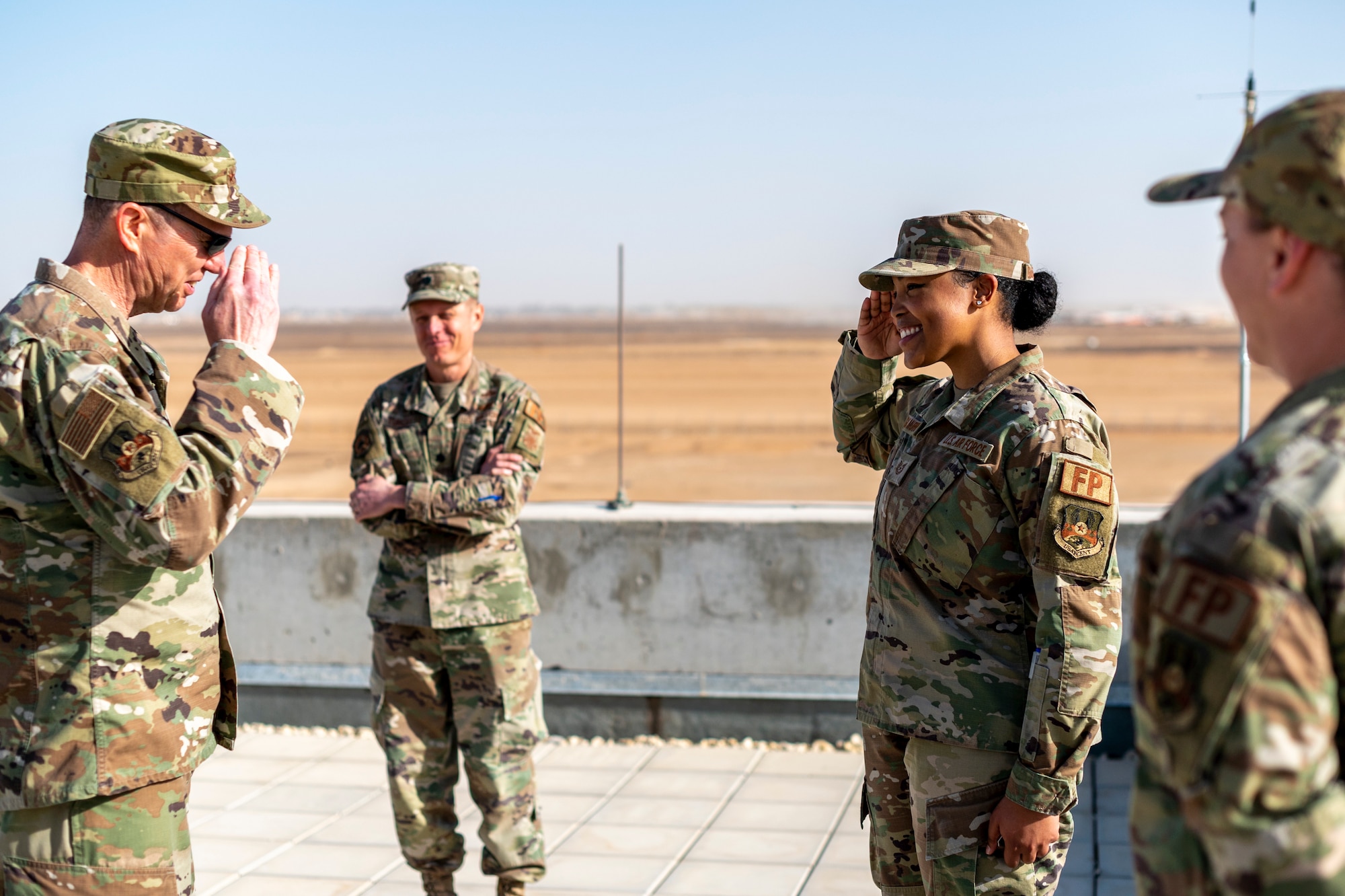 U.S. Air Force Lt. Gen. Gregory Guillot visited to speak with leadership and recognize superior performers.