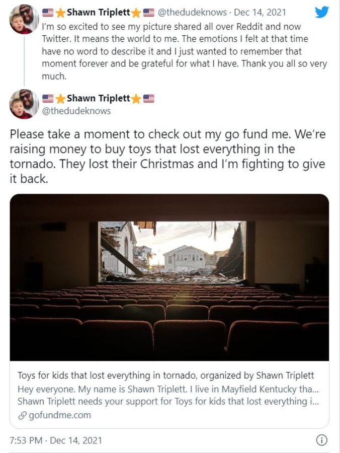 Capture of Marine veteran Shawn Triplett's twitter post.
