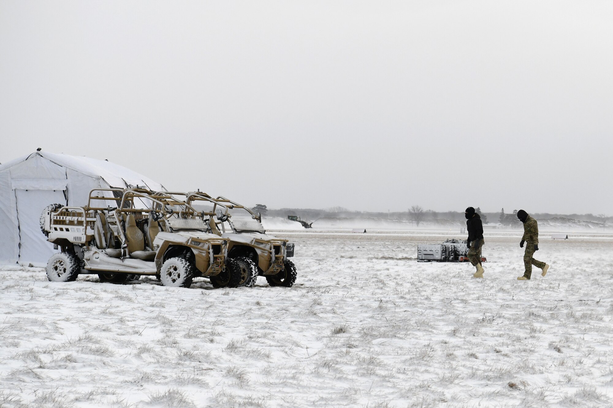 Nearly 30 Airmen assigned to the Kentucky Air National Guard unit and part of the 123rd Airlift Wing returned to Camp Ripley, Minnesota, December 13-17, 2021, for a second round of cold weather training under the 123rd Contingency Response Group (CRG) which specializes in opening airfields in remote areas.