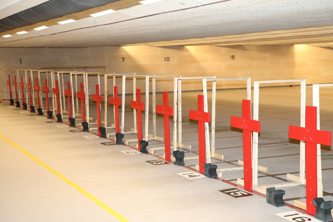 New indoor firing range lanes, Minot Air Force Base, North Dakota, December 15, 2021.