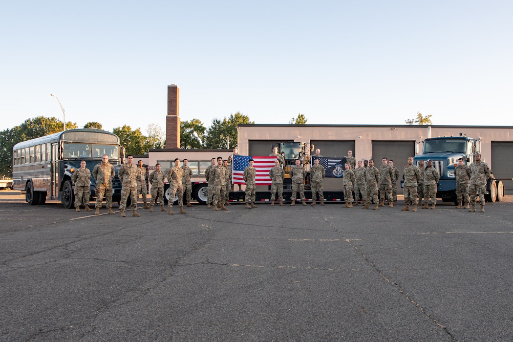 This photo of the Task Force Liberty ground transportation team represents all Airmen who overcame unique challenges in support of Operation Allies Welcome. The ground transportation team transported an average of 440 members of Task Force Liberty over a thousand miles every day in support of Operation Allies Welcome both in and out of Joint Base McGuire-Dix-Lakehurst, New Jersey, during the month of September. Throughout that month, this 59-person operation – which included at least two members of the 137th Special Operations Wing, Oklahoma Air National Guard – had moved 1.8 million pounds of cargo and a total of 13.2 thousand. The Department of Defense, through U.S. Northern Command, and in support of the Department of Homeland Security, is providing transportation, temporary housing, medical screening, and general support for at least 50,000 Afghan evacuees at suitable facilities, in permanent or temporary structures, as quickly as possible. This initiative provides Afghan personnel essential support at secure locations outside Afghanistan. (U.S. Air National Guard photo by Tech. Sgt. Brigette Waltermire)