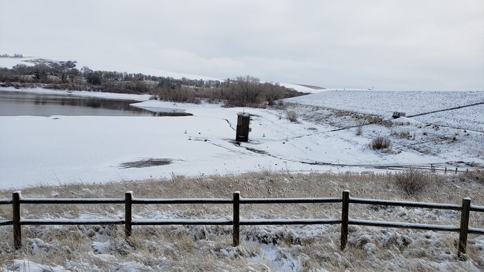 Bennington Lake on Dec. 29, 2021. Reservoir Road Closure.