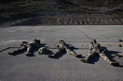 Soldiers zero their rifles prior to competing in Utah’s Best Warrior Competition on Camp Williams