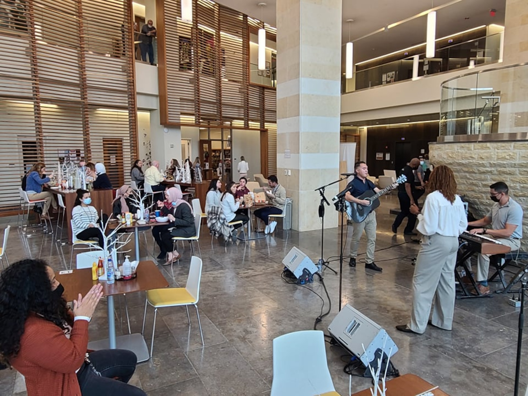 Members of the U.S. Air Forces Central Band perform a holiday concert