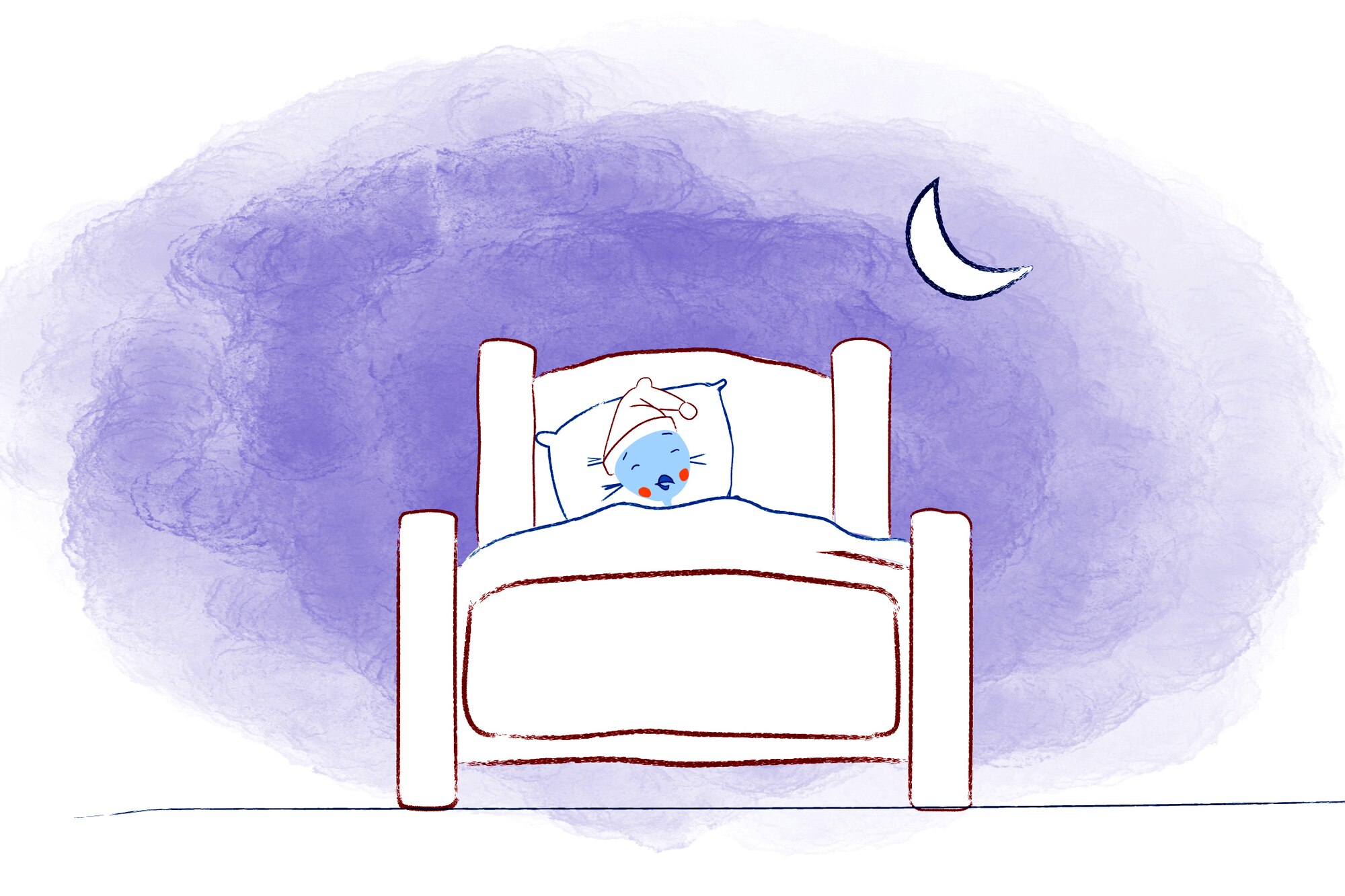a cartoon of a character in bed, sleeping