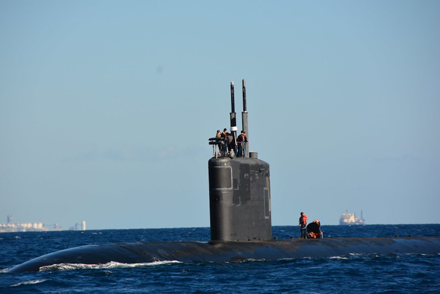 211214-N-NO901-0007 LIMASSOL, Cyprus (Dec. 14, 2021) The Los Angeles-class submarine USS Albany (SSN 753), operating in the U.S. Sixth Fleet area of operations, conducts a brief stop for personnel in Limassol, Cyprus, Dec. 14, 2021. U.S. Naval Forces Europe and Africa headquartered in Naples, Italy, conducts the full spectrum of joint and naval operations, often in concert with allied and interagency partners, in order to advance U.S. national interests, security and stability in Europe and Africa. (U.S. Navy courtesy photo)