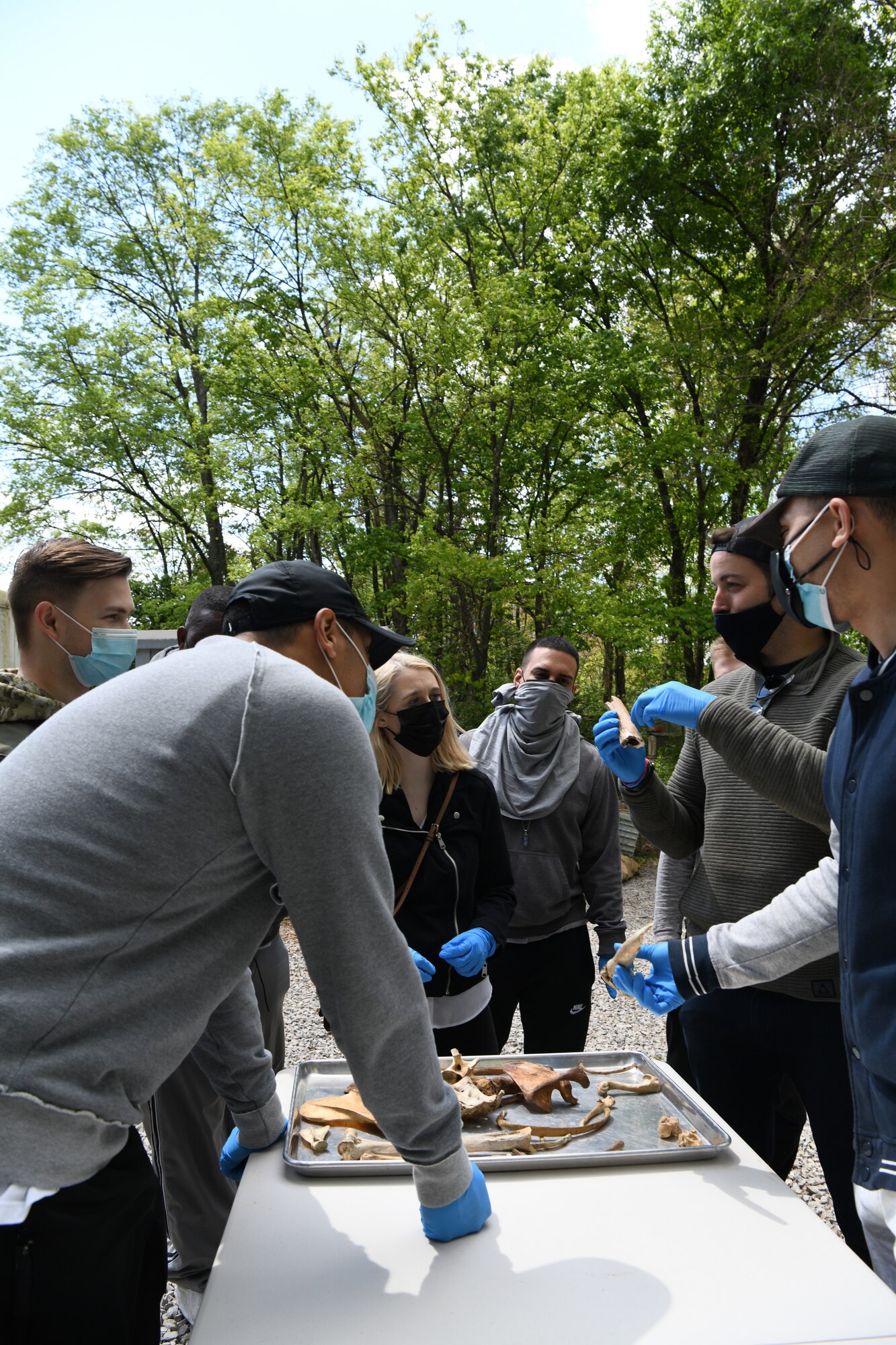 104th Fighter Wing Force Support Squadron Airmen with mortuary affairs and fatality search and recovery missions attend a training course at the Forensic Anthropology Center April 22 and 23, 2021, at the University of Tennessee, Knoxville Tennessee. At the Anthropological Research Facility, Airmen were exposed to donors and trained in a controlled setting on how to identify stages of decomposition, biometrics, and moving of bodies. (U.S. Air National Guard photo by Senior Airman Sara Kolinski)