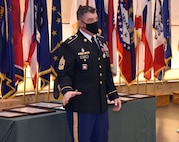 Sgt. Maj. Corey A. Lord speaks during his retirement ceremony on Jan. 29 at Fort Detrick, Maryland. Lord retires after 30 years of service to the U.S. Army, including his final stints with Army Medical Logistics Command and the U.S. Army Medical Materiel Agency.