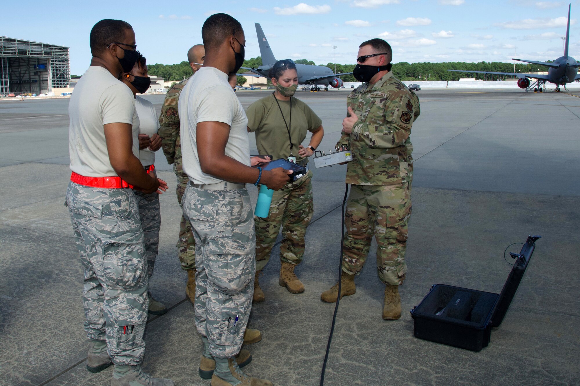 TSgt. Gene Bradbury, KC-46 airframe powerplant general instructor, teaches conversion training course