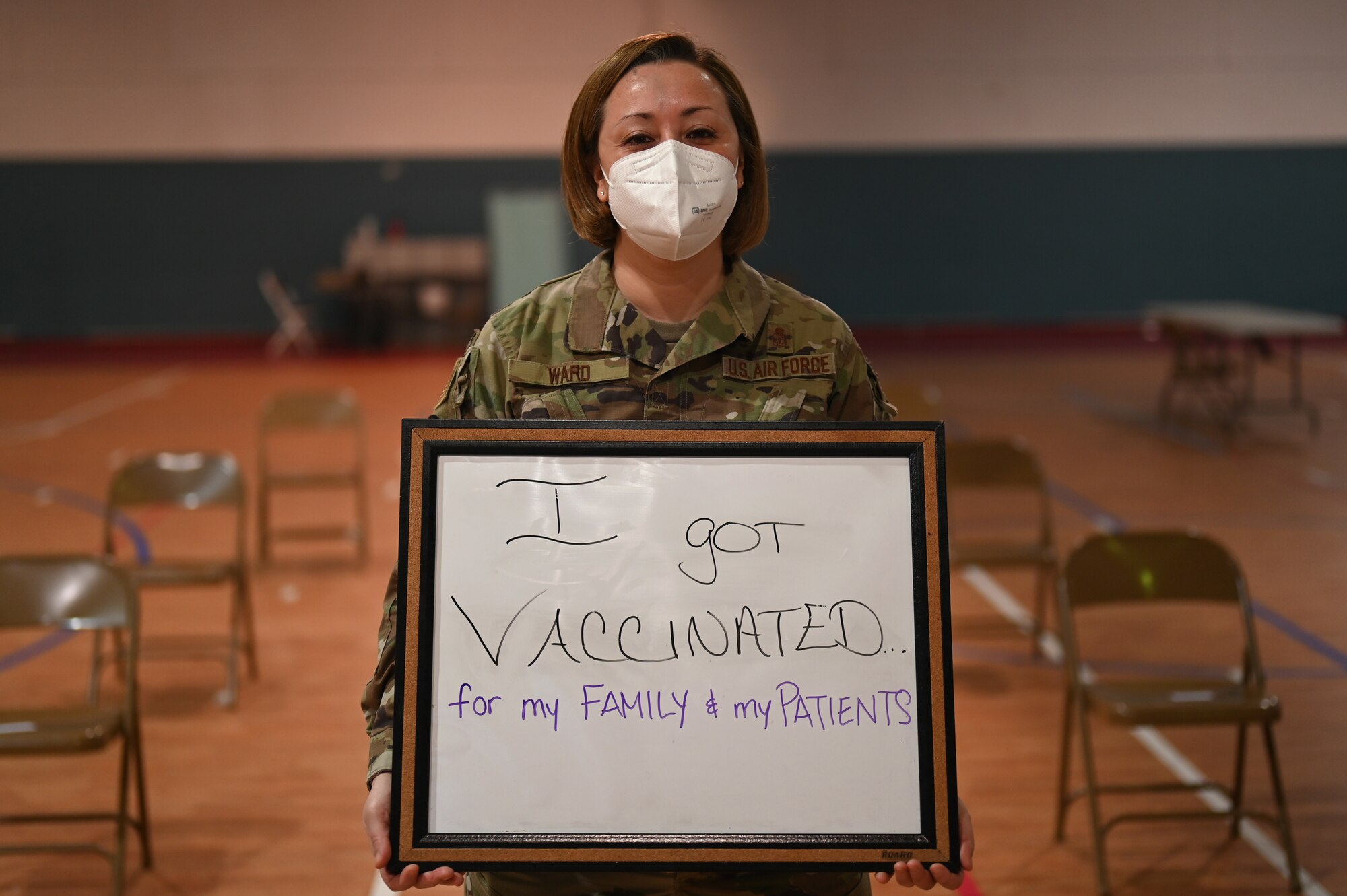 U.S. Air Force Senior Master Sgt. Sandra Ward, 86th Healthcare Operations Squadron superintendent, states her reason for getting the COVID-19 vaccine.