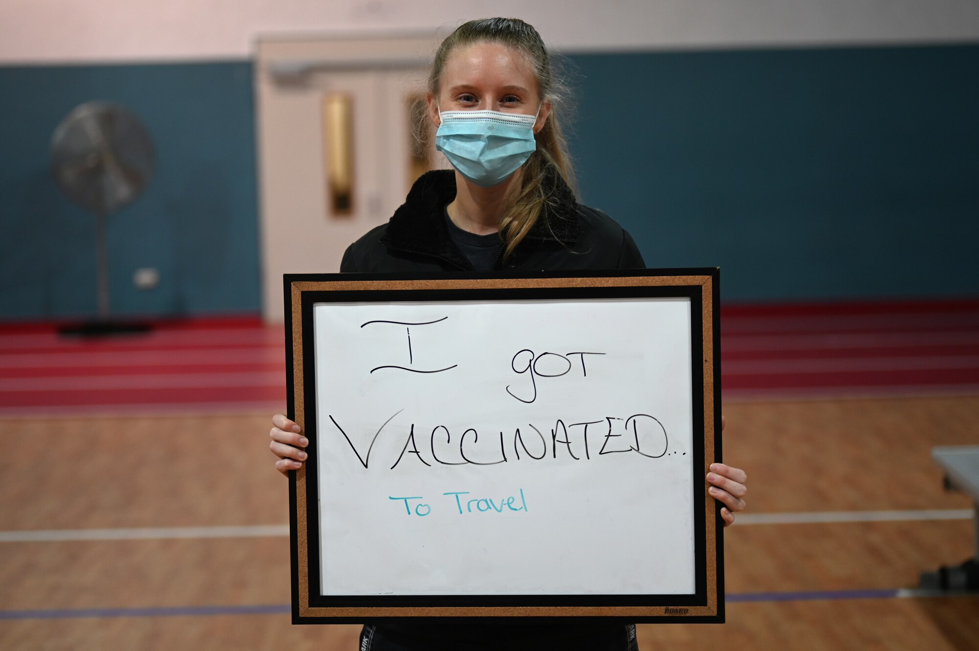 U.S. Air Force Senior Airman Lauren Barlow, 86th Security Force Squadron patrolman, states her reason for getting the COVID-19 vaccine.