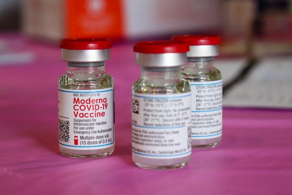 Vials of Moderna vaccine.