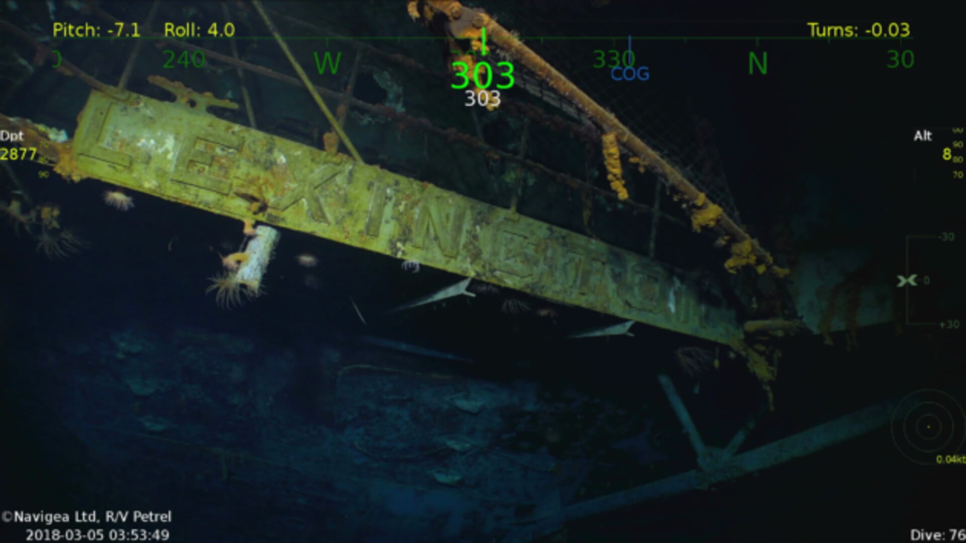 The USS Lexington (CV-2) nameplate.