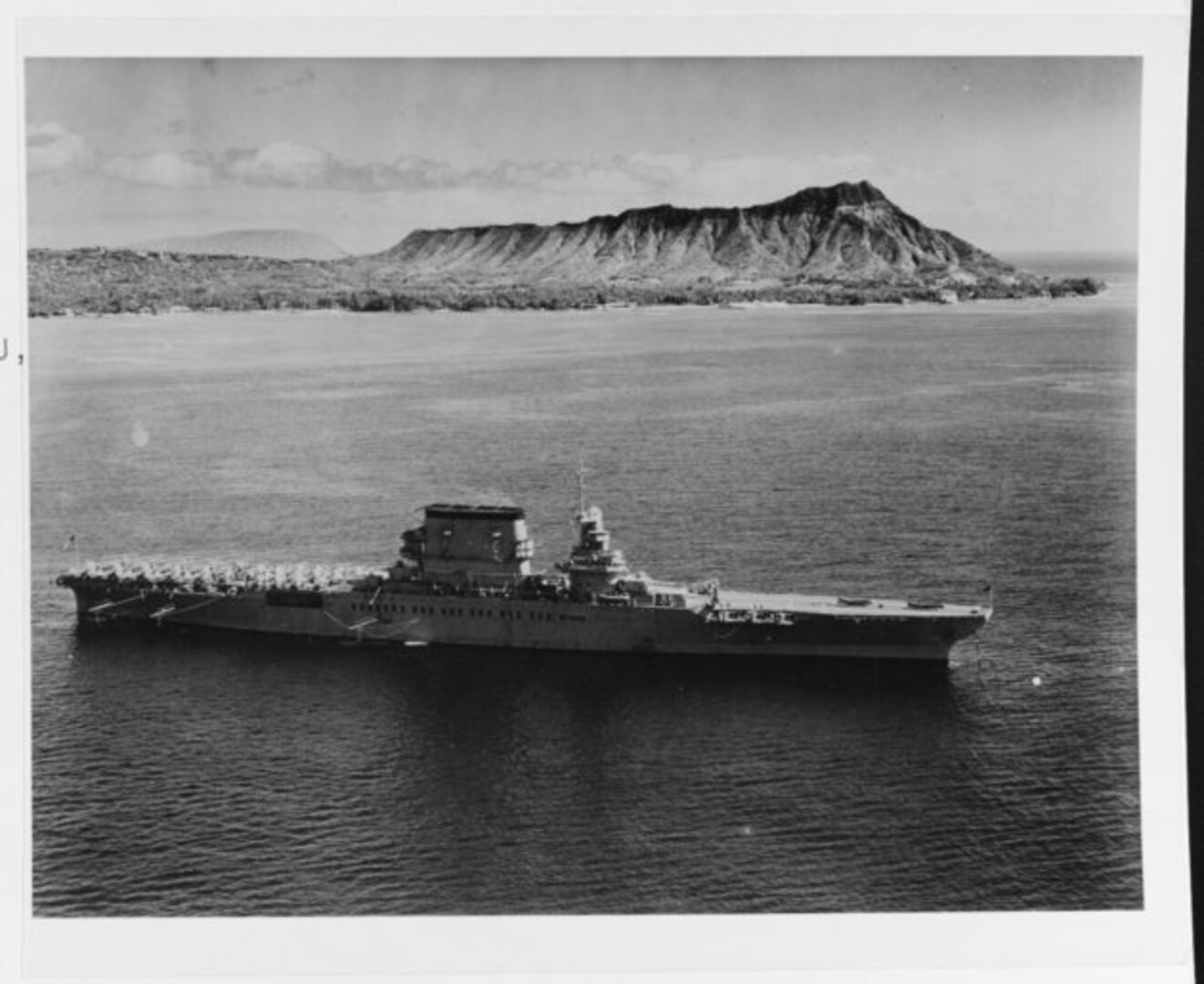 The USS Lexington (CV-2) off Honolulu, Oahu, Hawaii.