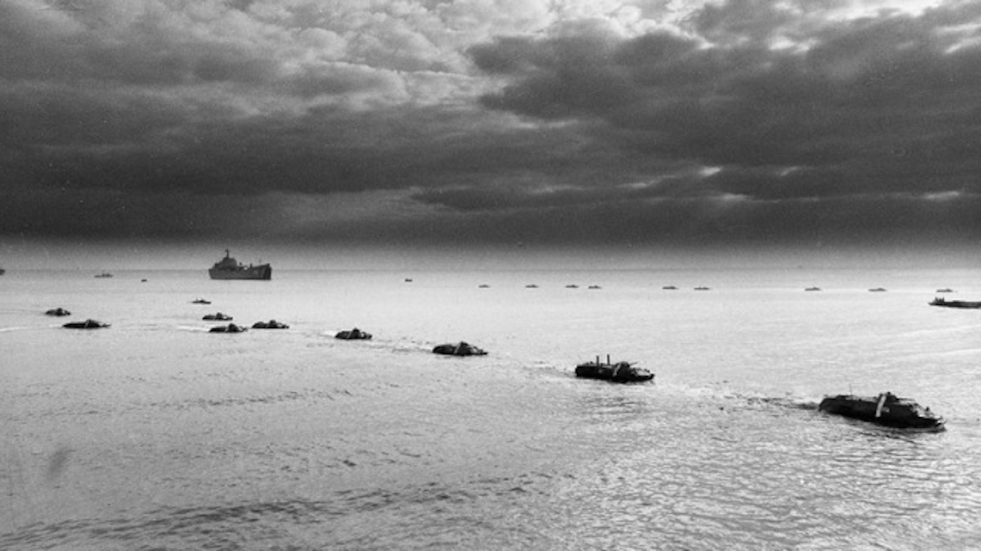 Russian Military Ships and Amphibian Landing Parties Take Beach