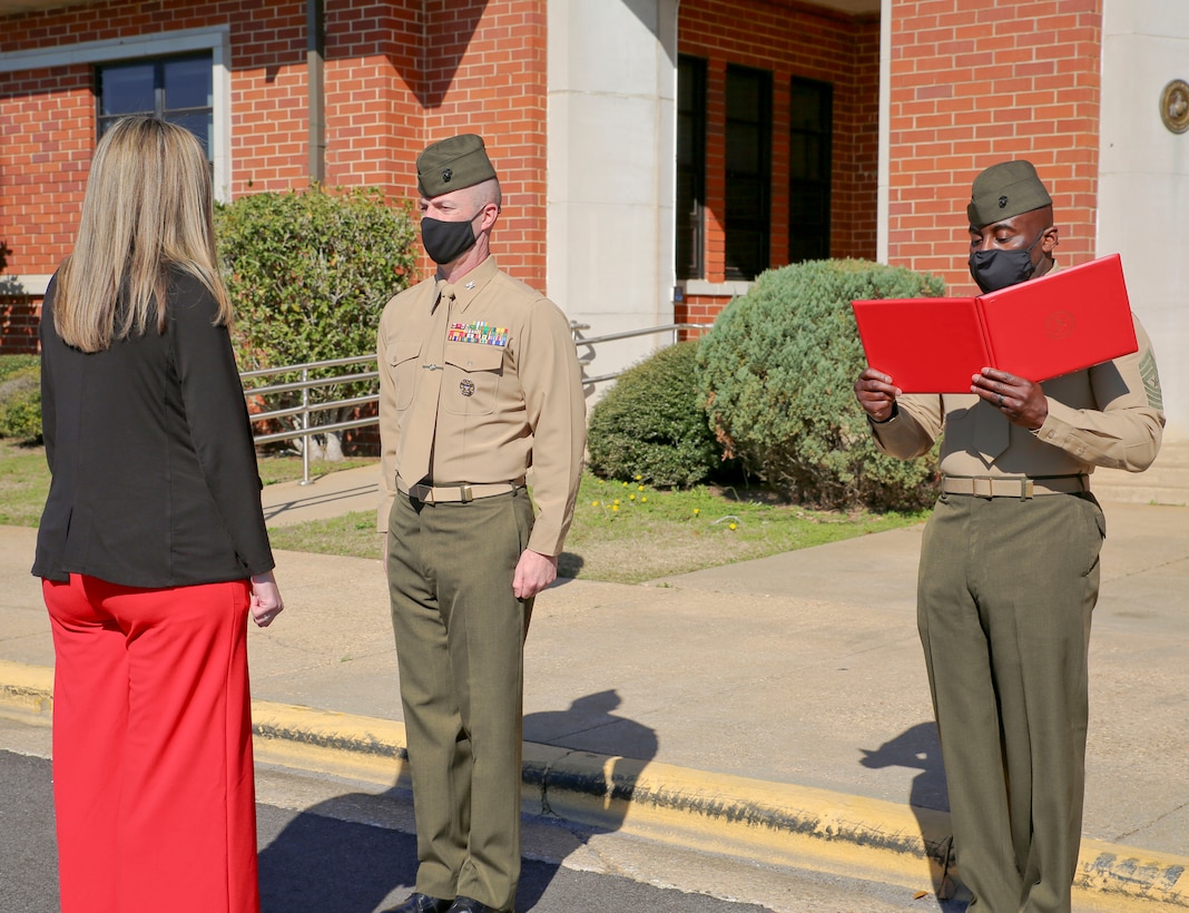 Chandra Johnson, supervisor, Accounting Branch, Comptroller Office, Marine Corps Logistics Base Albany, and Ashlyn Mullen, management analyst, Manpower Division, MCLB Albany, were recently recognized as the installation’s Supervisor of the Year and Civilian of the Year for 2020, respectively. (U.S. Marine Corps photo by Jennifer Parks)